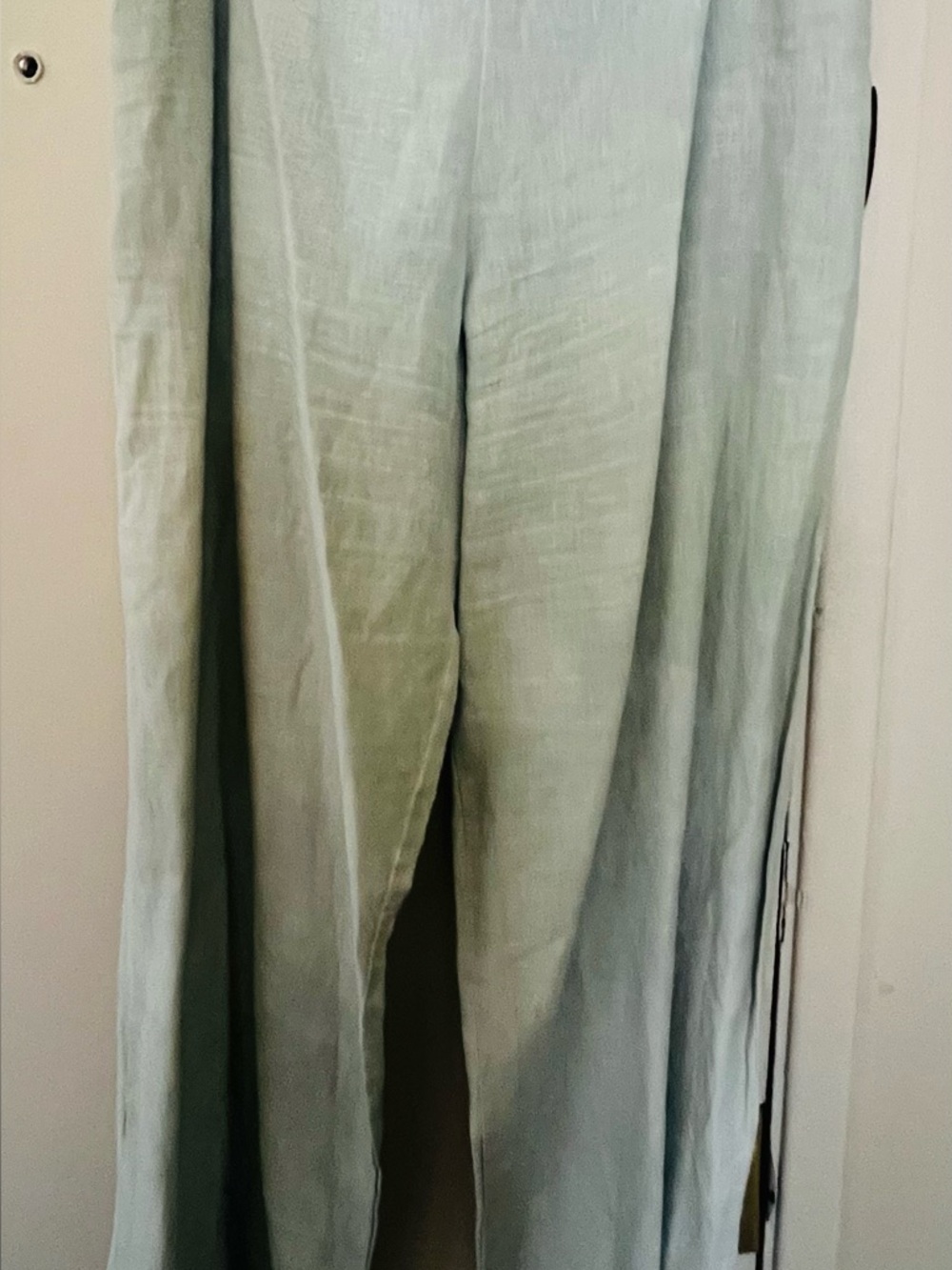 Robin  Kaplan  Sage Green Wide-linen Leg womens pants with lace bottom